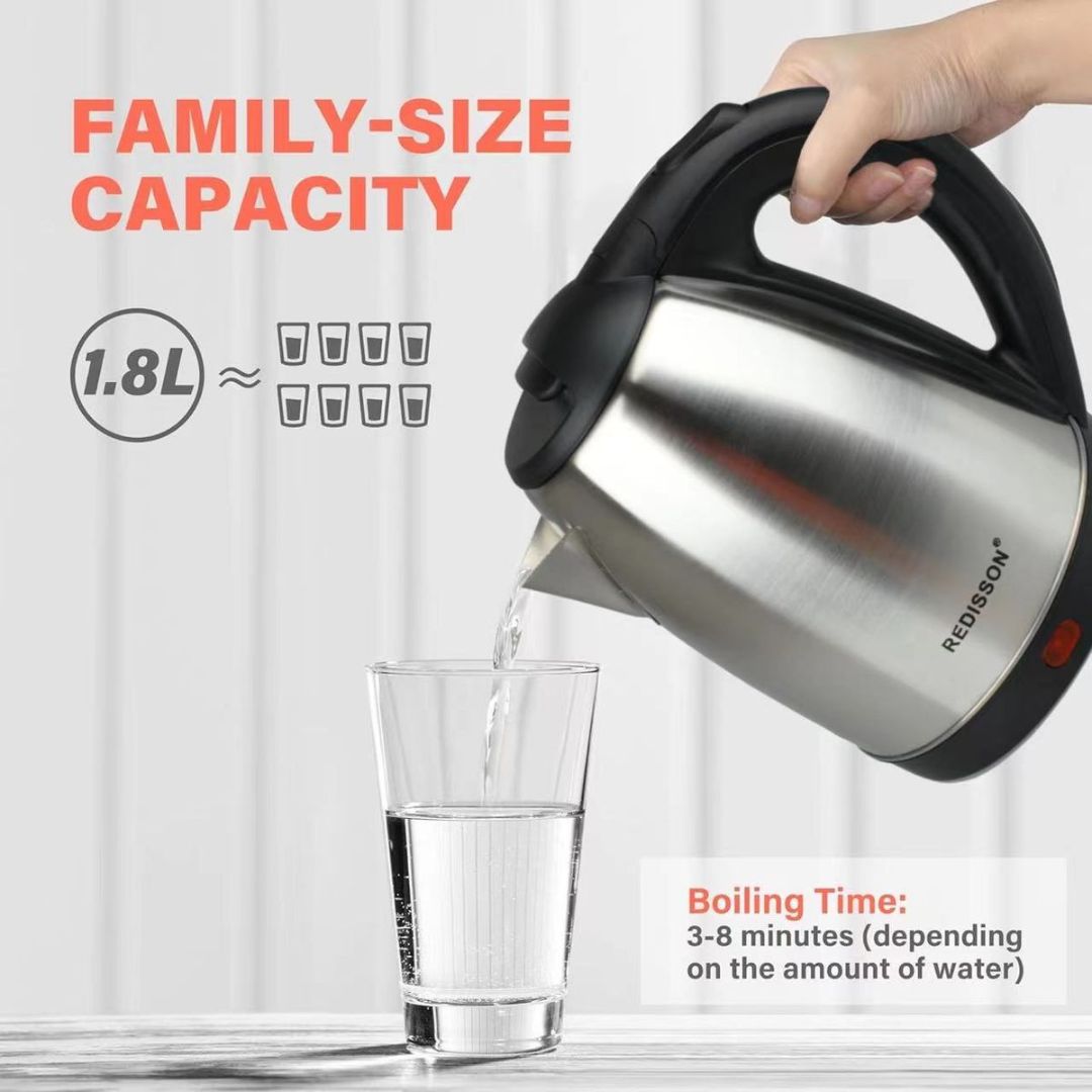 Stainless Steel Electric Kettle 1.8L - Fast Boiling 1500W Power