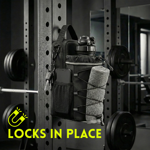 Magnetic Gym Bottle Bag Holder  - Hands free bottle & phone holder