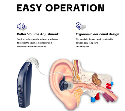 Bluetooth Hearing Amplifiers With Charging Case-Blue & White
