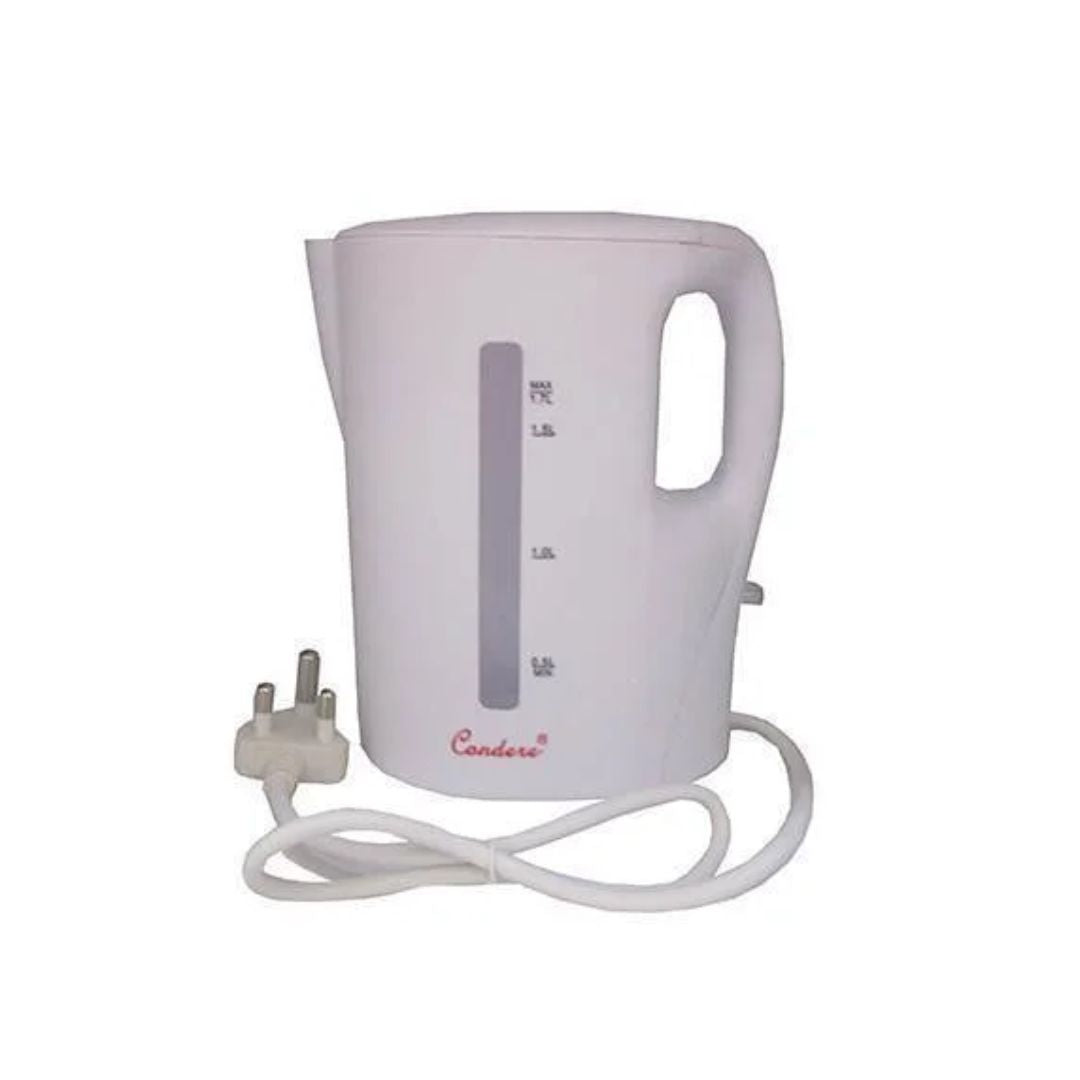 CONDERE Wired Electric Kettle - Compact White Direct-Plug Design