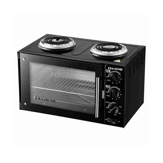 Diamond 28L Mini Oven 2 Plate Stove 3400W - Compact Kitchen