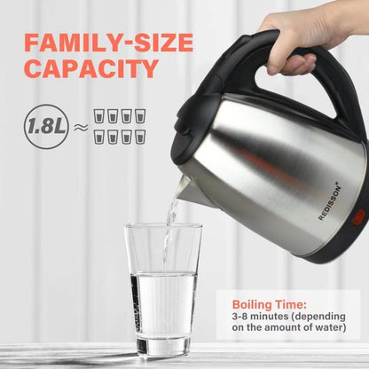 Stainless Steel Electric Kettle 1.8L - Fast Boiling 1500W Power