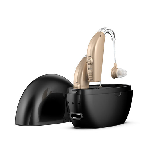 Bluetooth Hearing Amplifiers With Charging Case-Beige & Black