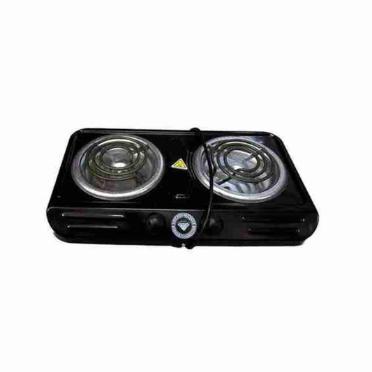 2 Plate Spiral Electric Stove - 2000W Black
